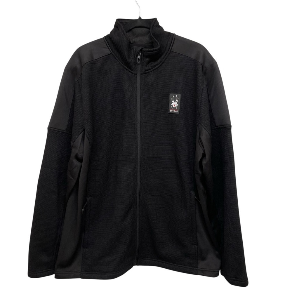 Spyder Black Waffle Soft Knit Fleece Lined Men’s Full Zip Jacket - Size XL